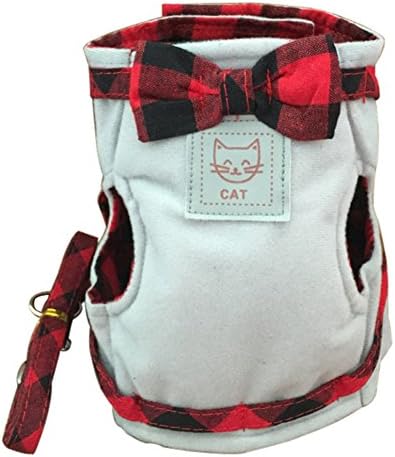 Yilianda Pet Cat Harness Jacket Walking Training Hand Grip Straps Leash Traction Belt (L, Grey)