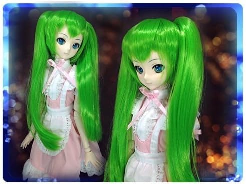 Doll wig * tails * lime green * 9 to 9.5 inches * Dollfie Dream * DD / MDD * Super Dollfie * SD size
