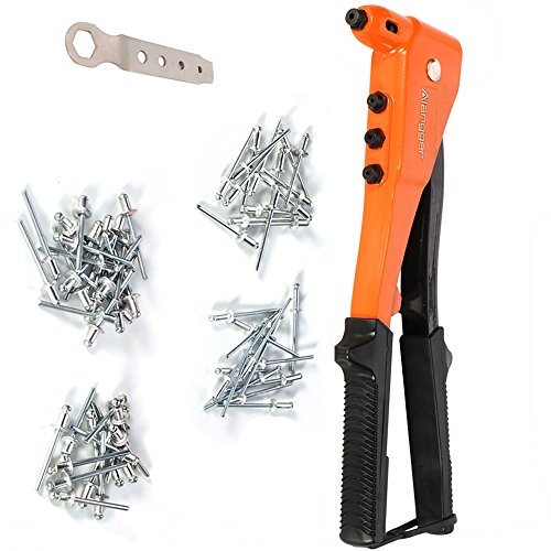 Professional Pop Rivet Gun Kit-Heavy Duty Riveter with 60 Metal Rivets(4 Different Nozzles Size) and a Service Wrench -Hand Repair Tool - Thumbnail 5