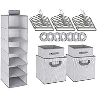 Minnebaby 42-Piece Nursery Organizer Storage Closet Set, Chevron Pattern, Grey