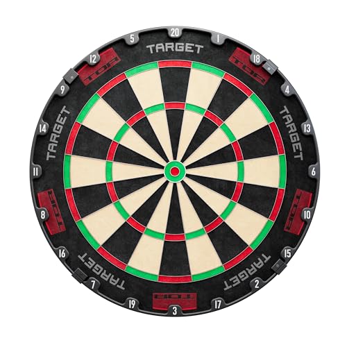 Target Darts Tor Dartscheibe aus Sisal für Steeldarts | Turnier-Dartboard mit Montageset, modernem drehbarem Zahlenring, hochwertigem Sisal aus Madaga