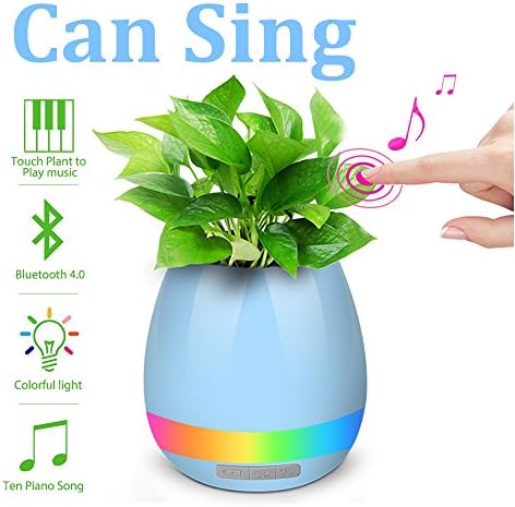 Music Flowerpot, Touch Plant Piano Music Playing Flowerpot Smart Multi-color LED Light Round Plant Pots Bluetooth Wireless Speaker (without Plants)