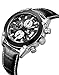 AIMAL Mens Sport Black Leather Strap - Quartz Wrist Watches - Chronograph Calendar and Waterproof