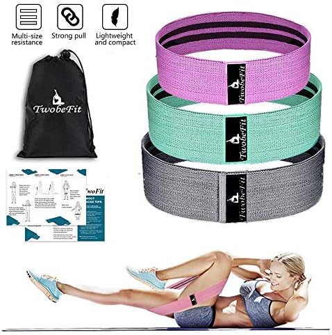 TwobeFit Resistance Bands Exercise Bands Hip Resistance Booty Bands Workout Bands Wide Exercise Resistance Bands for Legs and Butt Fitness Sports