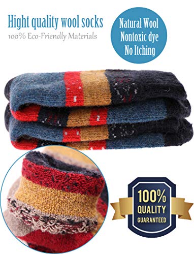 Womens Wool Socks Thick Heavy Thermal Cabin Fuzzy Winter Warm Crew Socks For Cold Weather 5 Pack (snowflake)