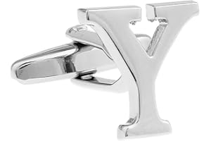 MRCUFF Letter A-Z Monogram Initial Cufflinks with a Presentation Gift Box & Polishing Cloth