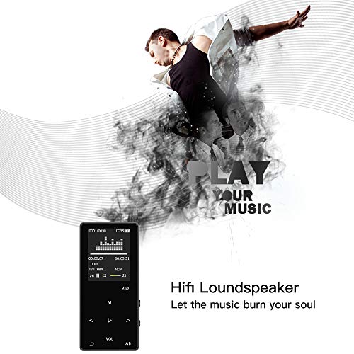 MP3 Music Player with Bluetooth, ASINNO 16GB Digital Lossless MP3/MP4 Audio Player with Voice Recorder/FM Radio/Media Player/E-Book Reader/Photo Viewer, Support up to 128GB-Black