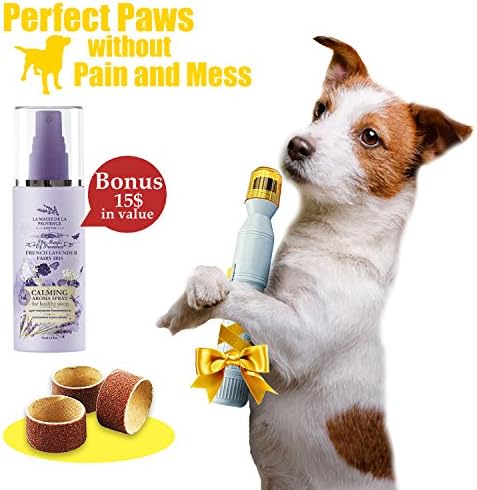 Care for Your Cat's And Dog's Paw Properly With Pet Nail Trimmer Grooming Tool Safe Gentle Grinder Professional Cordless Battery Operated Claw Cutter Pet's Manicure Set + European Aroma Spray + E-Book