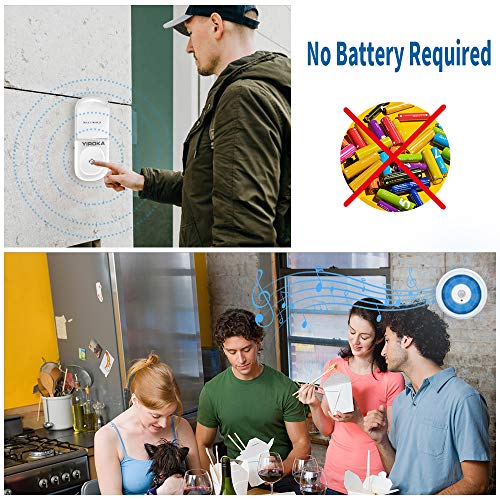 Wireless Doorbell, YIROKA Self-Generating Power Door Chime Operating at 500 Feet with Waterproof, 58 Chimes, 4 Volume & LED Indicator, No Batteries Required