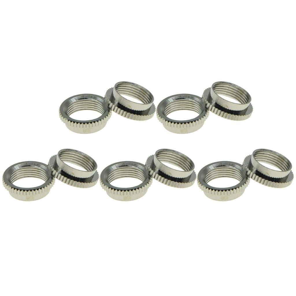 Dopro 10x USA Thread Fine Knurled 15/32" Deep Nut Guitar Toggle Switch Nut Fits Les Paul with Switchcraft Switches Nickel