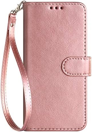 RioGree for Samsung Galaxy Note 5 Case Wallet, with Screen Protector TPU Leather Bling Glitter Flip Kickstand Credit Card Holder Slot for Men Boys Girls/Women (Rose Gold (Pure))