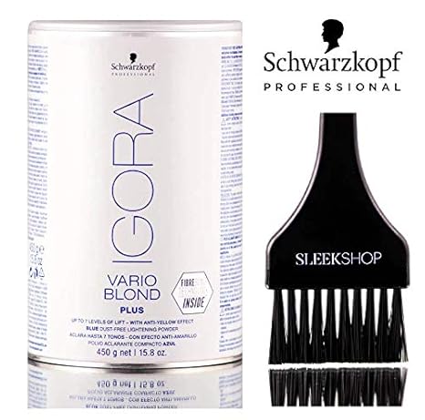 Schwarzkopf Igora Vario Blond Plus Blue Dust Free Lightening Bleach Powder 7 Levels Lift Fibrebond Technology With Sleek Tint Brush Plus 7 Levels Lift 15 8 Oz Beauty Amazon Com