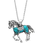 DOLIOX Genuine Turquoise Horse Necklace for Women 925 Sterling Silver Real Turquoise Pendant Boho Native American Western Jewelry for Wife Mom