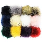 DIY 12pcs Faux Fox Fur Fluffy Pompom Ball Mix Colors for Hats Shoes Scarves Bag Charms Accessories (Mix Colors)