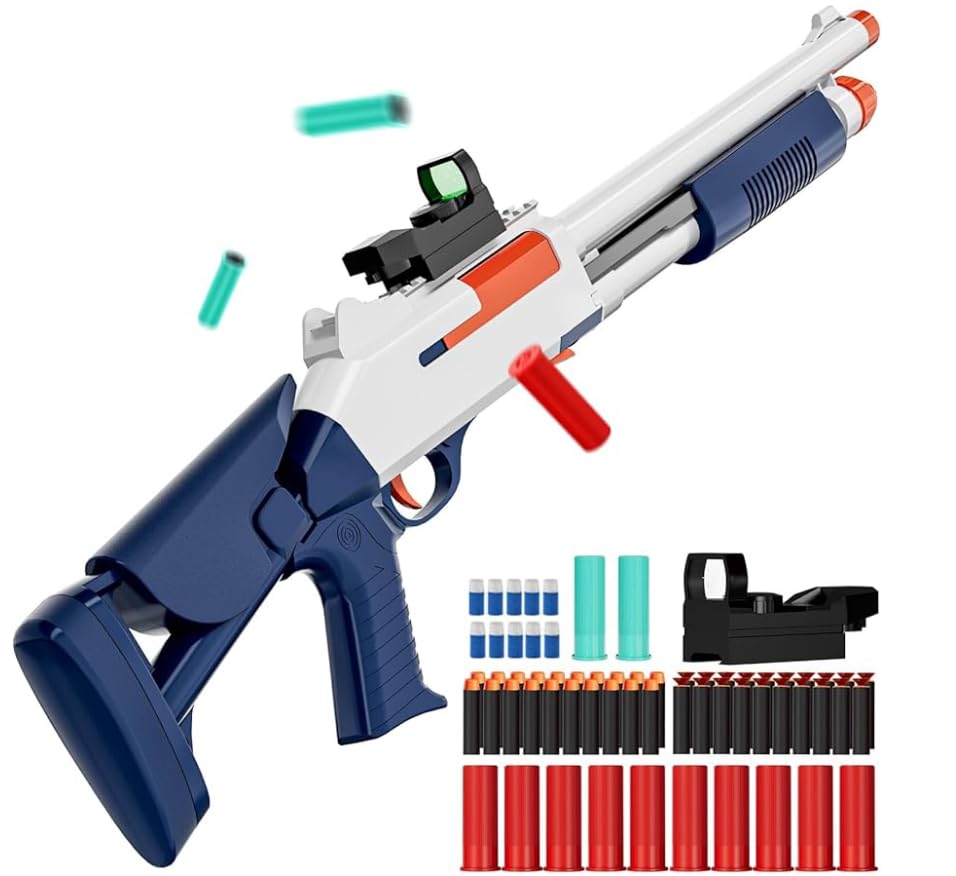 Toy Shotgun Soft Bullet Foam Dart Toy Gun Blaster Shell Ejecting with Accessories Gift for Boys Outdoor Games