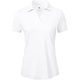 BGOWATU Women's Short Sleeve Golf Tennis Polo Shirts V Neck Collared Workout Tops UV Protection Dry Fit
