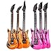 Katzco Rock Guitar Inflatable 24 Inch for The Rock Star - 12 Pack Assorted Colors Red, Sky Blue, Purple, and Pink, Party Decoration, Festivals, Concerts, Plastic, Waterproof, Easy to use and Store