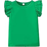 LYQTloml 12m-7Y Toddler Baby Girls Ruffle Sleeve Shirt Plain Solid Sleeveless Tshirt Top Blouse Kids Casual Clothes