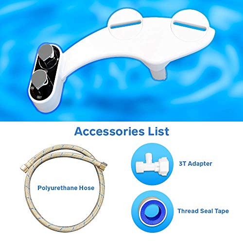Clear Rear - Bidet Toilet Attachment (2 Pack) Fresh Water Non-Electric, Mechanical Bidet Sprayer for Toilet, Easy to Install with Self Cleaning Nozzle, White