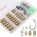 Sougayilang Fishing Sinkers Set with Brass Sinker Weights Jig Hooks Fishing Swivel Ring Connector Plastic Box for Freshwater Saltwater Bass Fishing