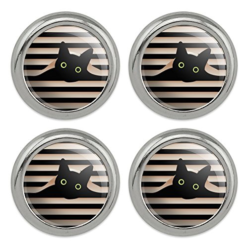Black Cat in Window Metal Craft Sewing Novelty Buttons - Set of 4