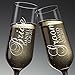 P Lab Set of 2, Bride Groom Names & Date, Personalized Wedding Toast Champagne Flute Set, Wedding Toasting Glasses - Etched Flutes for Bride & Groom Customized Wedding Gift #N2