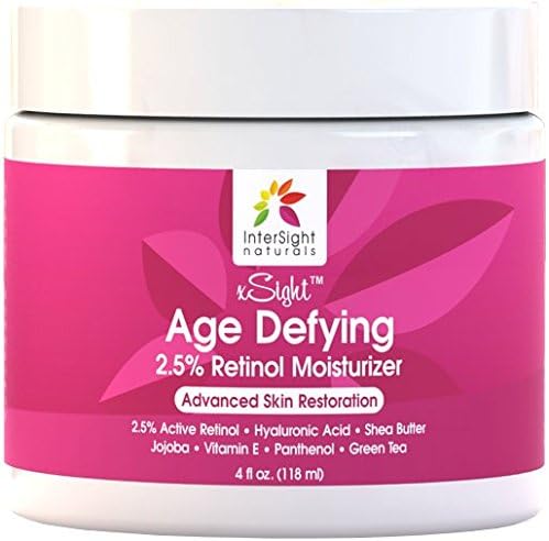 InterSight Retinol Cream Moisturizer for Face - HUGE 4 oz Premium Organic Anti Aging Formula Includes 2.5% Retinol, Shea Butter, Hyaluronic Acid & Jojoba Oil - Best Anti Wrinkle - Day & Night