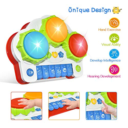 Infant Baby Toys 6 To 12 Months, Musical Keyboard Piano Learning Educational Toys for 1-3 Year Old Baby Toddlers Christmas Xmas Gifts for Boys Girls Age 1-3 Stocking Stuffers for Baby Colorful DMGQ1 - Thumbnail 6