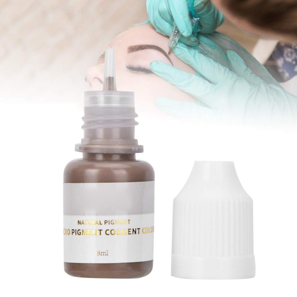 8ml Microblading Pigment Ink, Semi-permanent Eyebrow Permanent MakeupTattoo Pigment Ink Eye Line Color (Light Coffee)