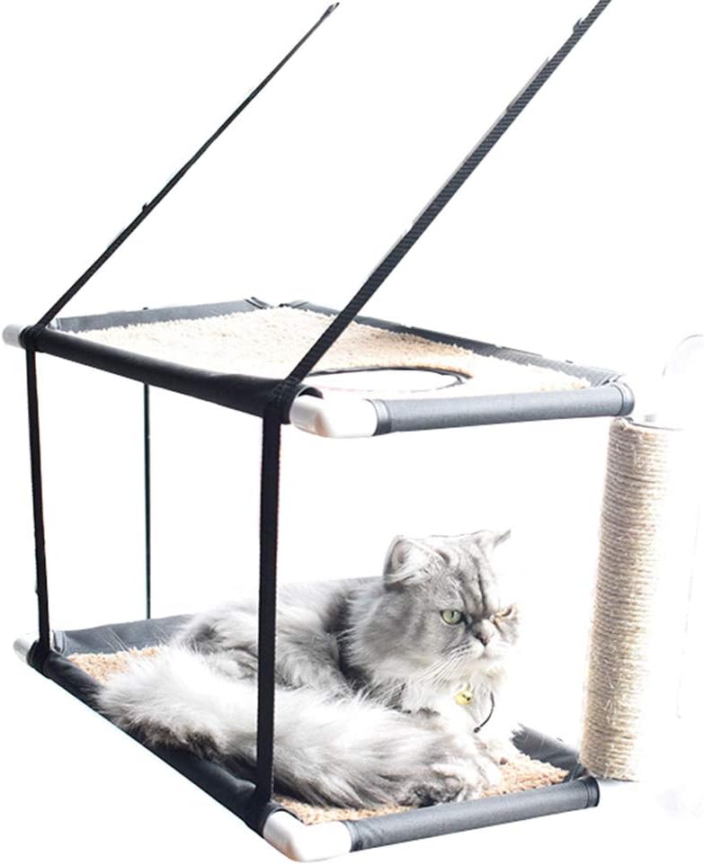 YXGS Dual-Layer Cat Window Hammock Stable Metal Frame with Sucker Window Mounted Cat Bed