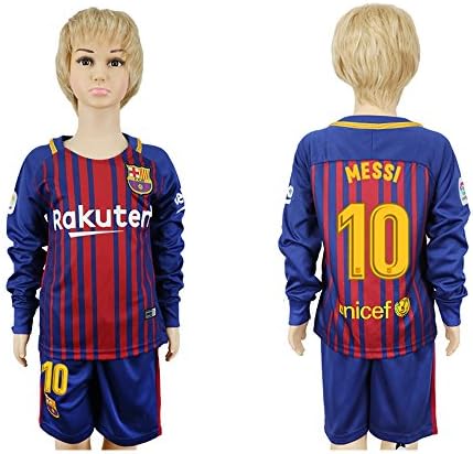 Kiddin 17/18 Spain Club New Kids #10 Messi Soccer Training Jerseys for Fans, Blue XL