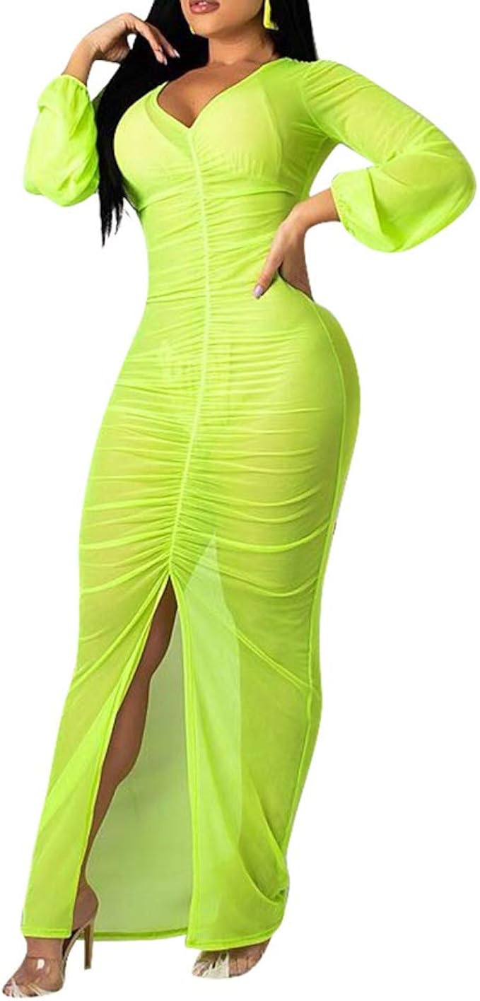 sheer bodycon maxi dress