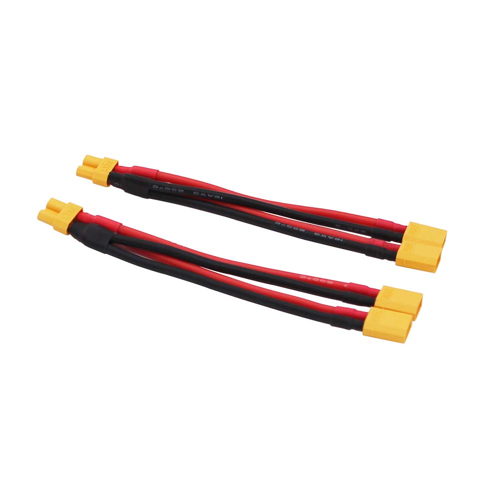 BDHI 2pcs XT30 Parallel Battery Connector 2-Male to 1-Female Adapter Cable for RC Multicopter Quadcopter(B139-2)