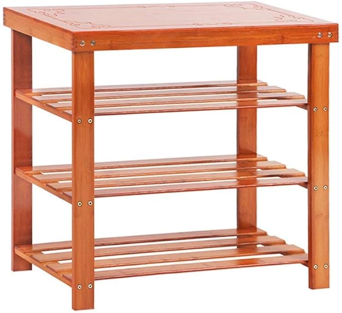 Taburete de bambú con almacenamiento de madera maciza, almacenamiento