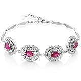 Sterling Silver Created Ruby Tennis Bracelet (4.00 cttw, 7 inches with 1 inch Extender)