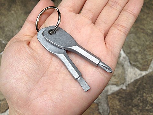 EKLOEN Outdoor Multifunctional Pocket Mini Tool Screwdriver with Keychain (2 Piece Black and 2 Piece Silver) - Thumbnail 5