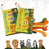 TUMAMA Baby Book Toys, Animal’s Tails Nontoxic Fabric Baby Soft Cloth Books Early Education with BB Device for Babies, Toddler, Infants and Kids, Pack of 2
