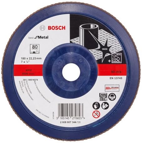 Bosch 1x PRO Metal X571 Flap Disc Straight Version Plastic for Large Angle Grinders (for Steel Stainless steel