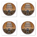 Lunarable Kalimba Coaster Set of Four, African
