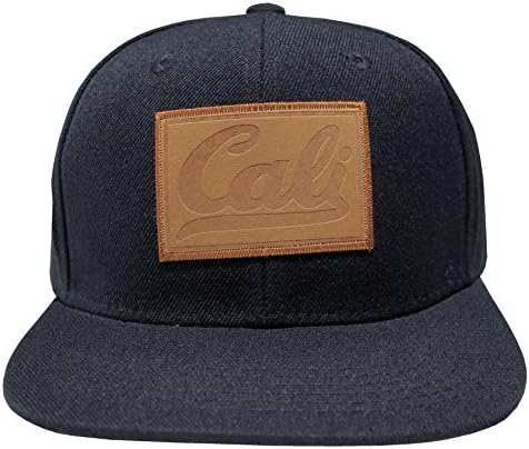 Great Cities CALI Leather Embroidered Patch Flat Bill Snapback Cap Hat Black