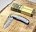 Buckshot Knives Thumb Open Spring Assisted Stainless Steel Titanium Handle with 3D Etched Inlay, Etched Damascus Wave Blade Pocket Knife (PBK215BL)