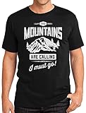 Idiopix The Mountains Are Calling Men's T-shirt - Camping Hiking Mountain Enthusiast Gifts