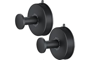 DGYB Suction Cup Hooks for Shower Set of 2 Black Towel Hooks for Bathrooms Waterproof Stainless Shower Hooks for Inside Shower 15 Lb Bathroom Hooks for Towels