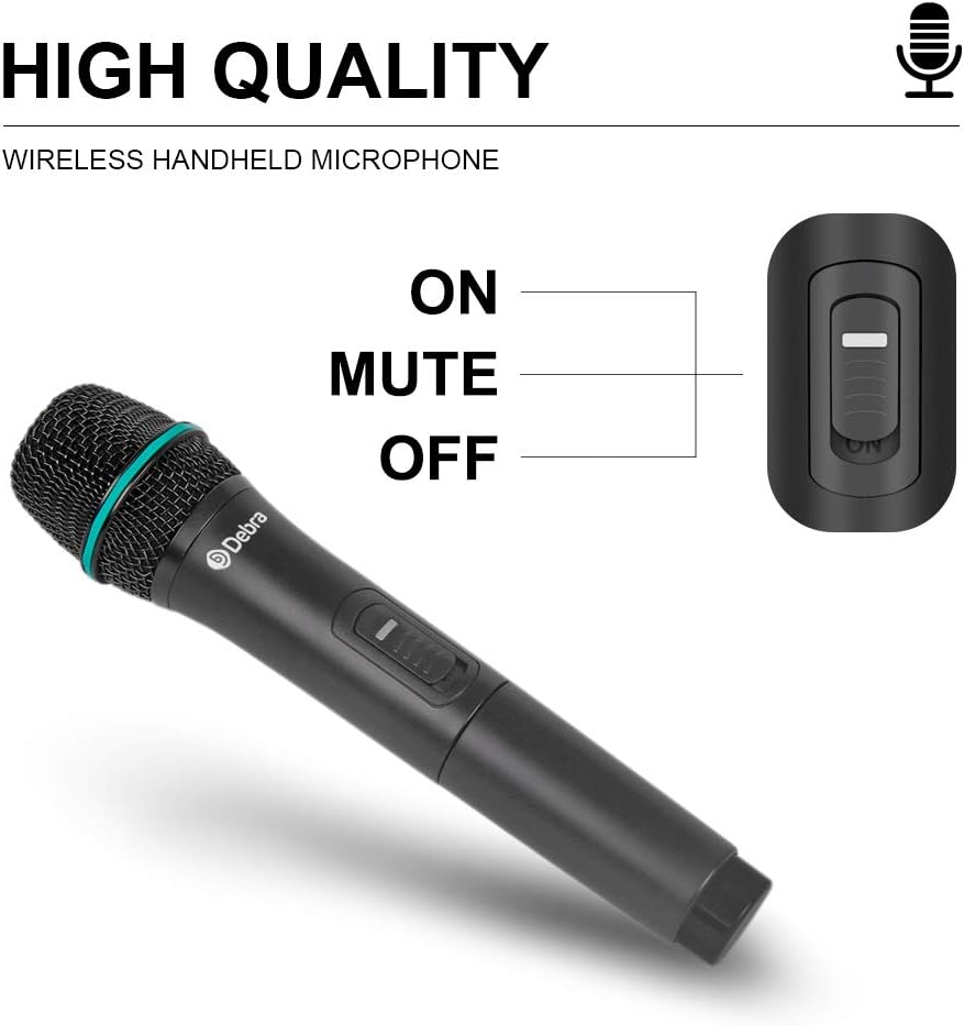Debra Audio Pro UHF 4 Channel Wireless Microphone System with Cordless Handheld Lavalier Headset Mics, Metal Receiver, Ideal for Karaoke Church Party (with 2 Handheld & 2 Bodypack (A)): Home Audio & Theater