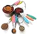 Marked Measures 10 Pcs Stainless Steel Measuring Cups and Spoons Set by CHOICE@HOME-Polished Stackable Set with 2 Rings Holder and Colorful Silicone Handles-Accurate Measurement for Cooking or Baking