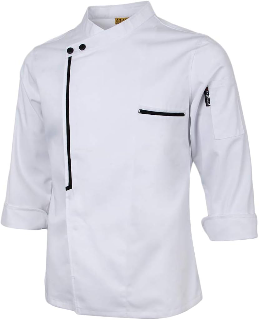 dailymall Retro Long Sleeve Chef Jacket Unisex Catering Kitchen Waiter