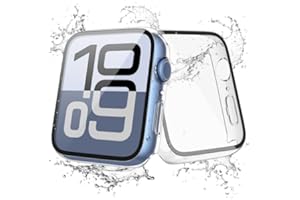 JULK [2 Pack] Waterproof Case for Apple Watch 11 (2025) 42mm with Tempered Glass Screen Protector, Slim Guard Bumper with HD Glass, Hard PC Protective Cover for iWatch Series 11/10 42mm, Transparent