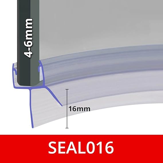 Pre Curved Shower Screen Door Seal Fits 4, 5 or 6mm Glass Seals Gaps of Up to 16mm 850mm