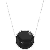LUSTRE AND LIGHT Natural Black Onyx Slider Pendant Necklace for Women in Sterling Silver, July Birthstone Jewelry Gifts for Her Birthday, Anniversary, Christmas, Graduation