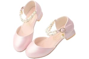 SYUKEKEYA Girls Dress Shoes Mary Jane Flower Girl Low Heels Princess Shoes for Wedding Party 5531
